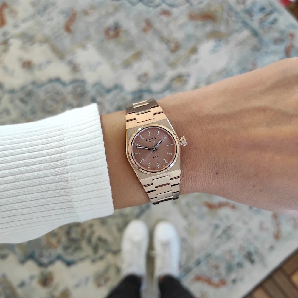 Tissot PRX Diamonds Rose Gold Dial Rose Gold Steel Strap Watch for Women - T137.010.33.506.00