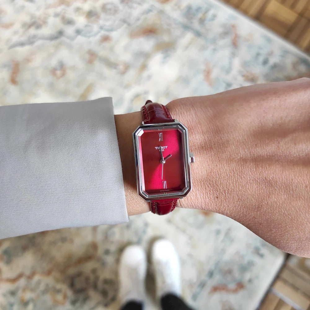 Tissot SRV Red Dial Red Leather Strap Watch for Women - T160.110.16.423.00