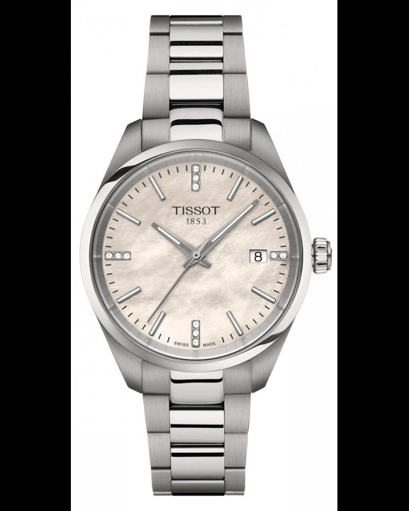 Tissot PR 100 Diamonds Mother of Pearl Dial Silver Steel Strap Watch for Women - T150.210.11.116.00