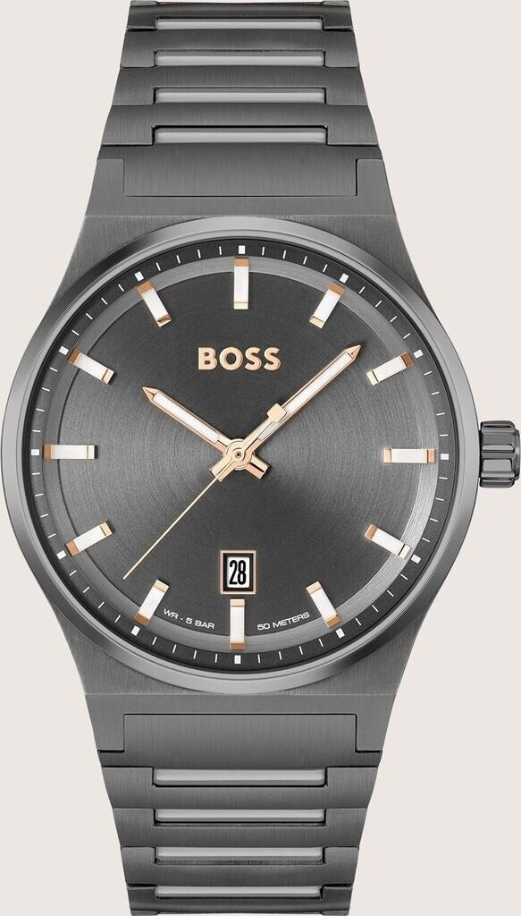 Hugo Boss Candor Grey Dial Grey Steel Strap Watch for Men - 1514078