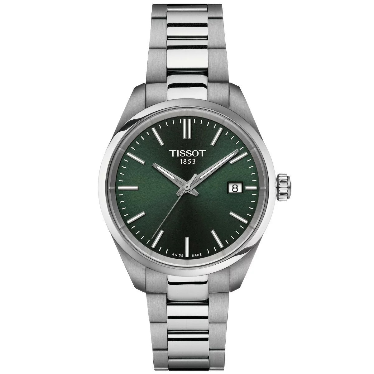 Tissot PR 100 Quartz Green Dial Silver Steel Strap Watch for Women - T150.210.11.091.00