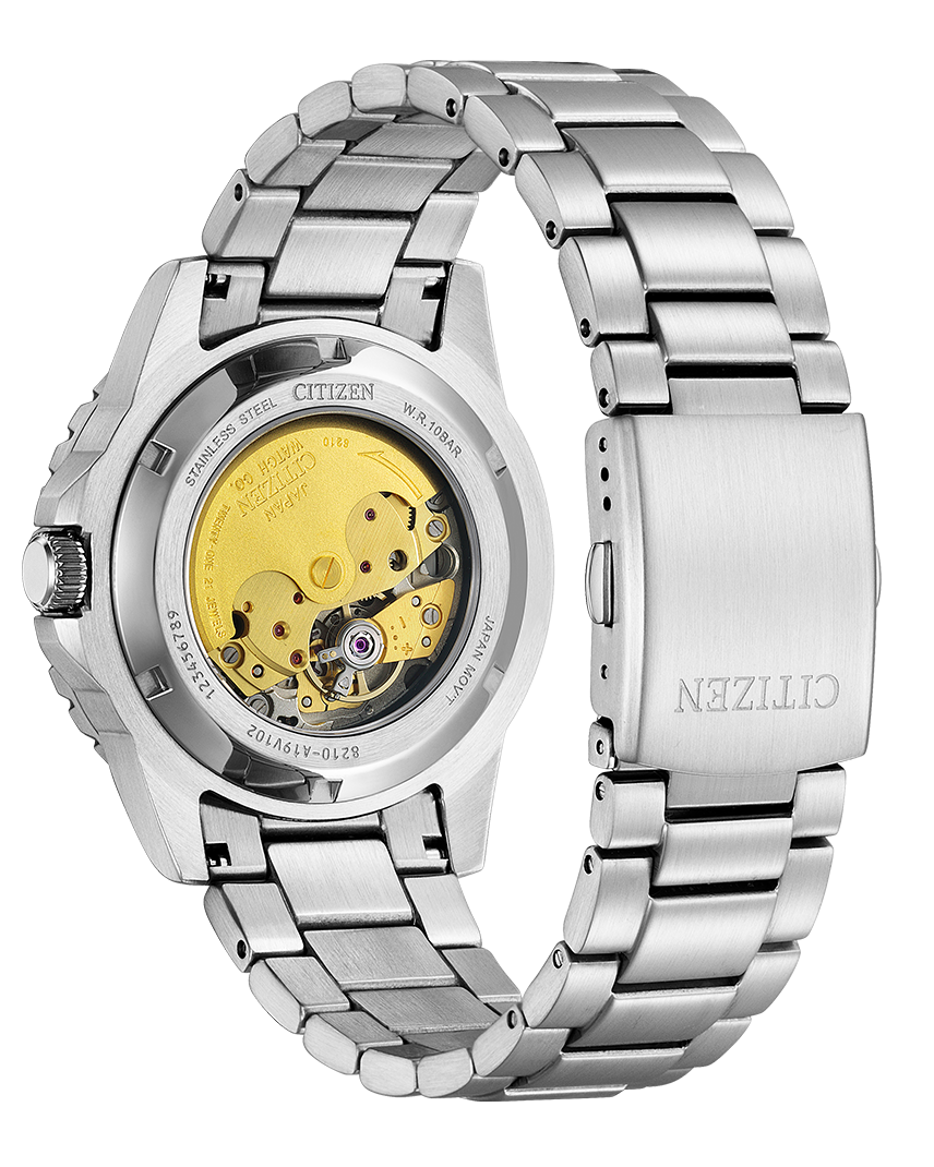 Citizen Mechanical Automatic Blue Dial Silver Steel Strap Watch for Men - NJ0178-81M