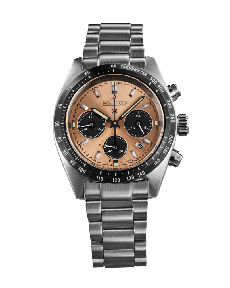 Seiko Solar Prospex Diver Speedtimer Chronograph Limited Edition Brown Dial Silver Steel Strap Watch for Men - SSC951