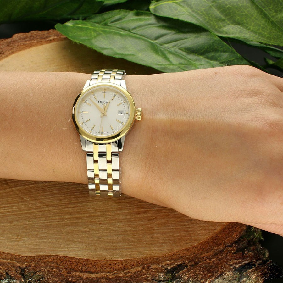 Tissot T Classic Dream Lady Silver Dial Two Tone Steel Strap Watch for Women - T129.210.22.031.00