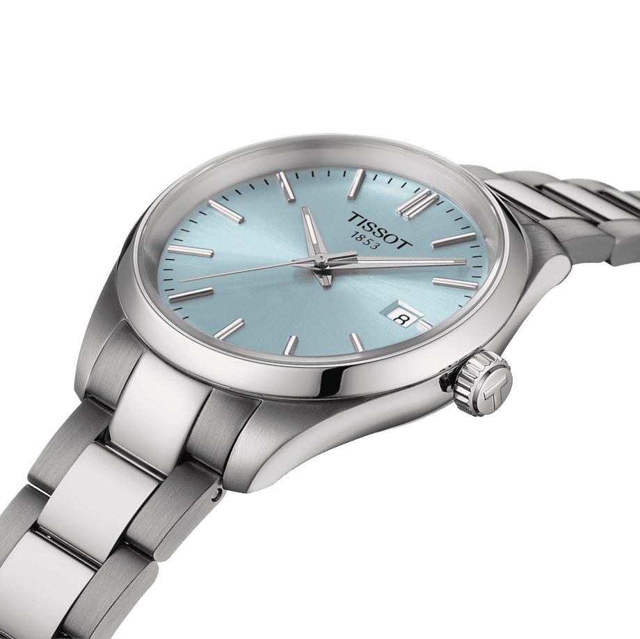 Tissot PR 100 Ice Blue Dial Silver Steel Strap Watch for Women - T150.210.11.351.00