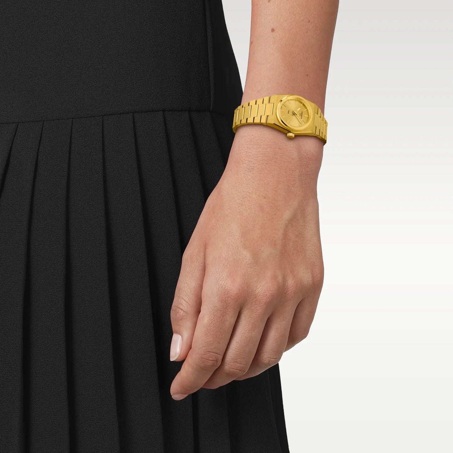 Tissot PRX 25mm Gold DIal Gold Steel Strap Watch for Women - T137.010.33.021.00