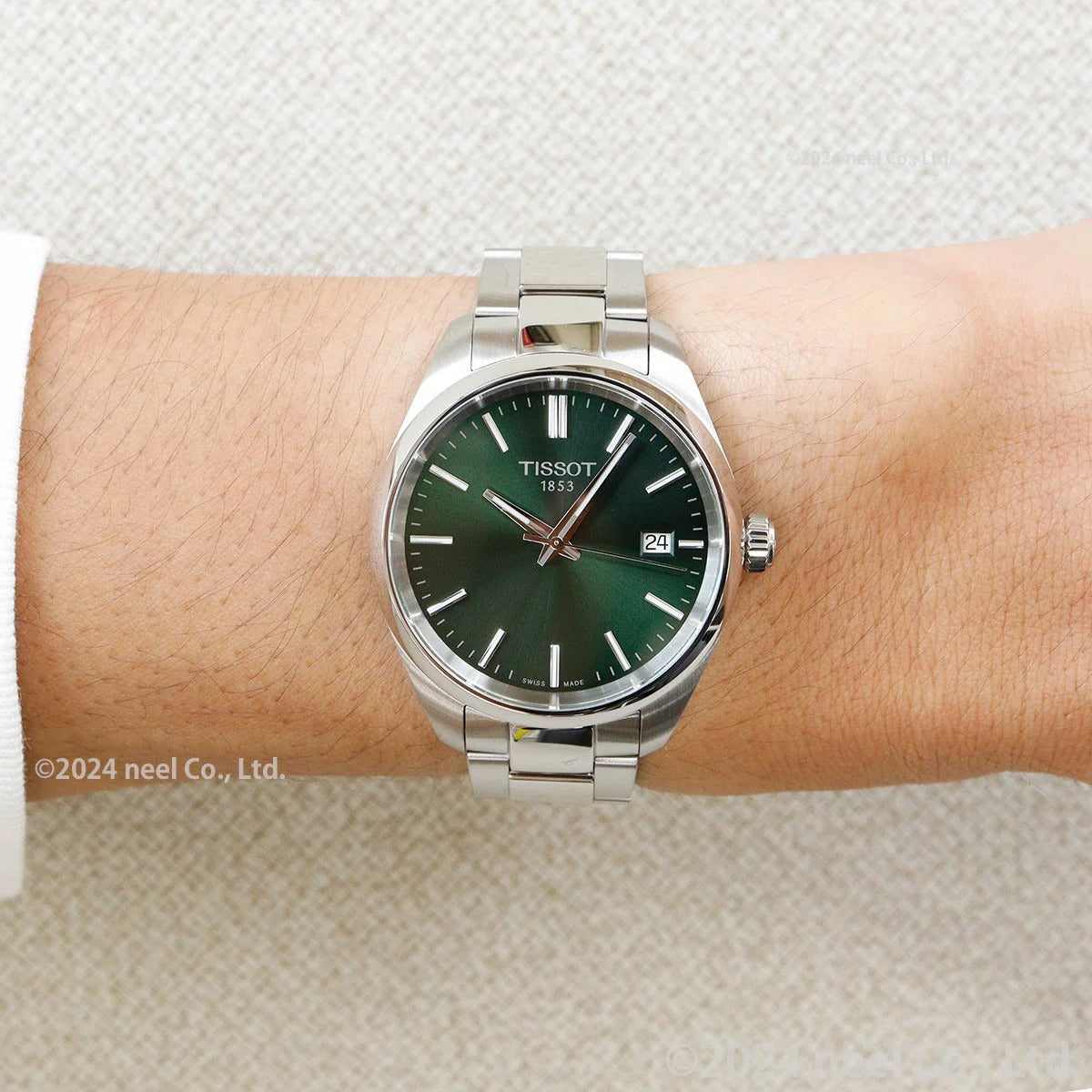 Tissot PR 100 Quartz Green Dial Silver Steel Strap Watch for Women - T150.210.11.091.00