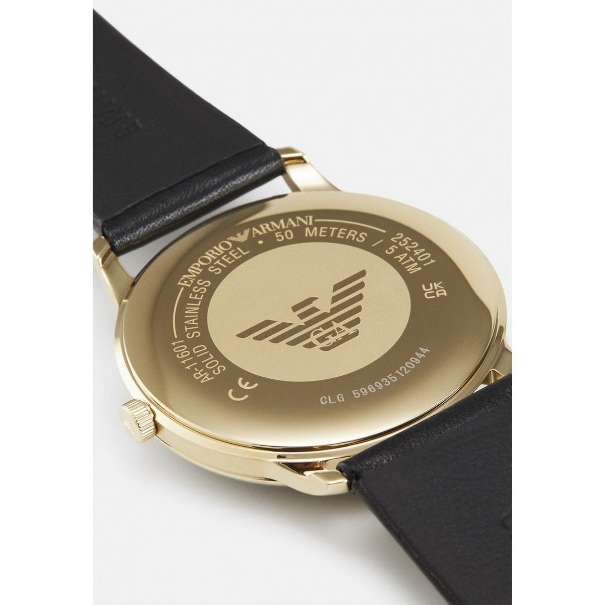 Emporio Armani Minimalist Green Dial Black Leather Strap Watch for Men - AR11601