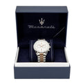 Maserati Tradizione Chronograph White Dial Two Tone Steel Strap Watch for Men - R8873646002