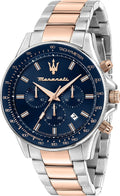 Maserati SFIDA Chronograph Blue Dial Two Tone Steel Strap Watch for Men - R8873640022