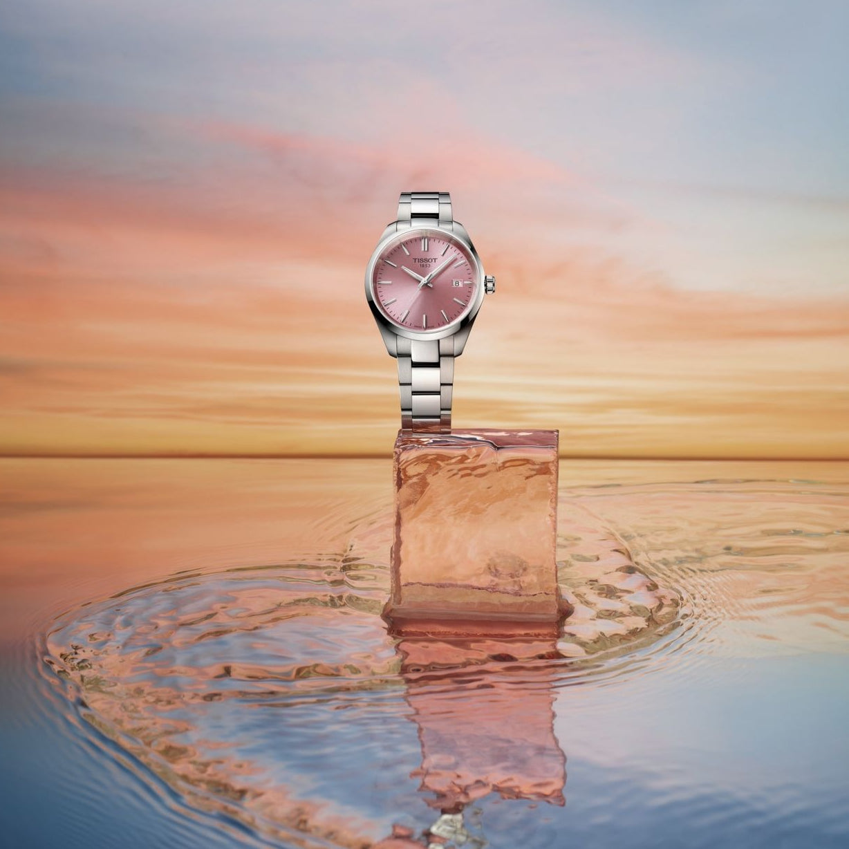 Tissot PR 100 Pink Dial Silver Steel Strap Watch for Women - T150.210.11.331.00