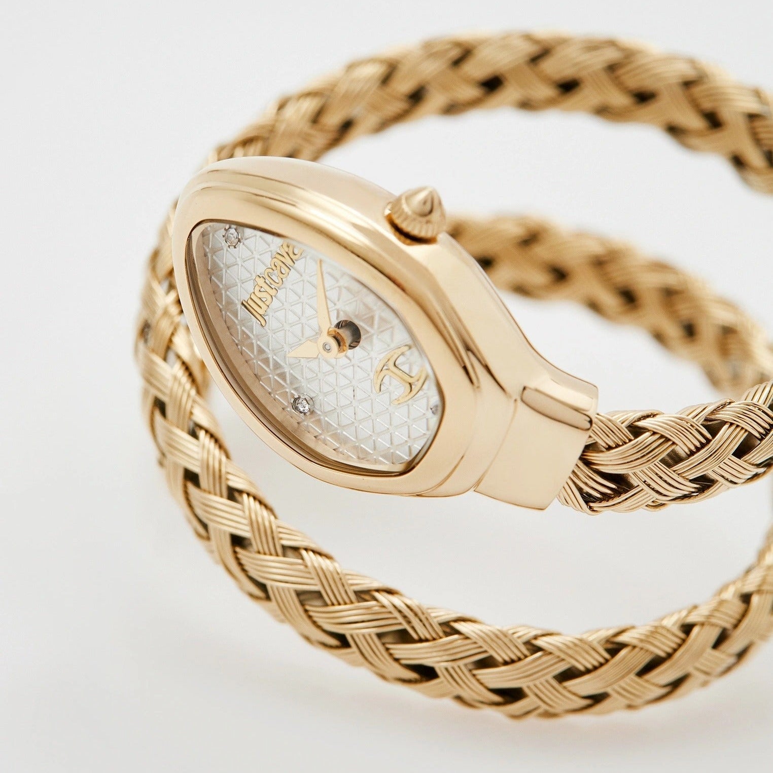 Just Cavalli Novara Silver Dial Gold Steel Strap Watch for Women - JC1L264M0025