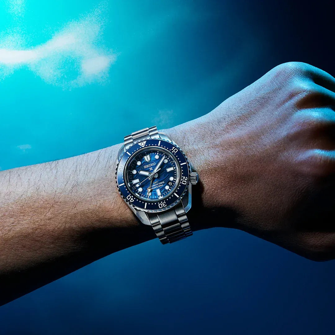 Seiko Prospex 1968 Heritage Divers GMT The Great Wave Limited Edition Blue Dial Silver Steel Strap Watch for Men - SPB509J1