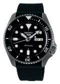 Seiko 5 Sports SKX Series Automatic Black Dial Black Silicone Strap Watch for Men - SRPD65K2