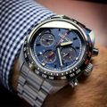 Seiko Prospex Speedtimer Solar Chronograph Blue Dial Silver Steel Strap Watch for Men - SSC815