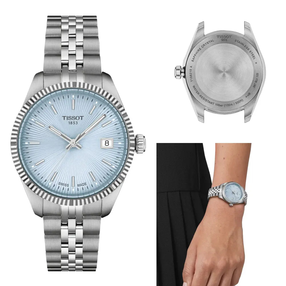 Tissot Ballade Quartz Blue Dial Silver Steel Strap Watch for Women - T156.210.11.351.00