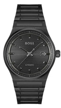 Hugo Boss Candor Automatic Black Dial Black Steel Strap Watch for Men - 1514120