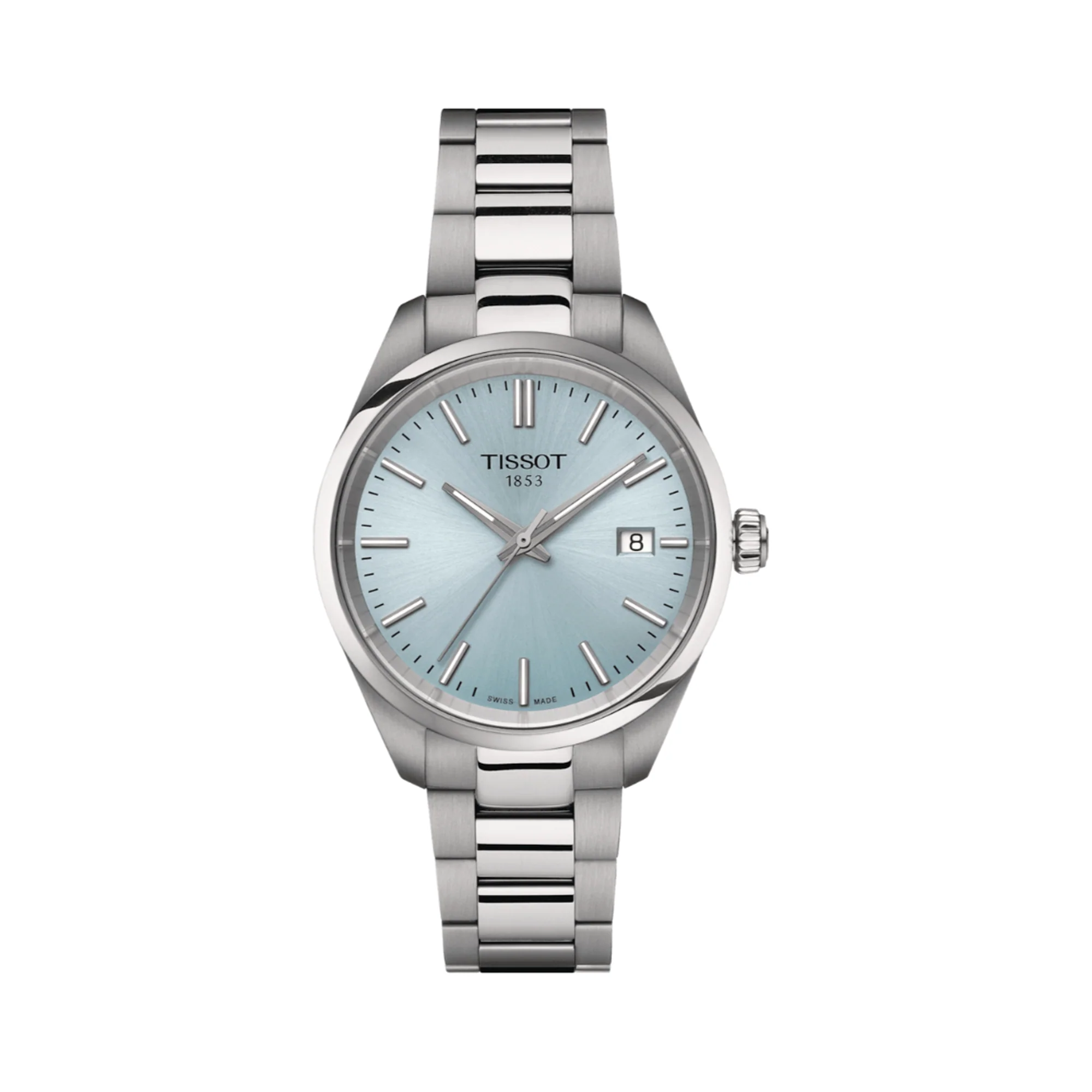 Tissot PR 100 Ice Blue Dial Silver Steel Strap Watch for Women - T150.210.11.351.00
