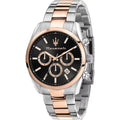 Maserati Attrazione Chronograph Black Dial Two Tone Steel Strap Watch for Men - R8853151002