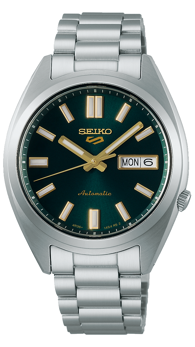 Seiko 5 Sports Automatic Green Dial Silver Steel Strap Watch for Men - SRPL57K1