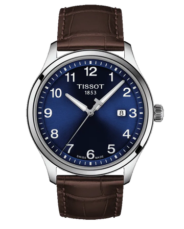 Tissot T-Sport Gent XL Blue Dial Brown Leather Strap Watch for Men - T116.410.16.047.00