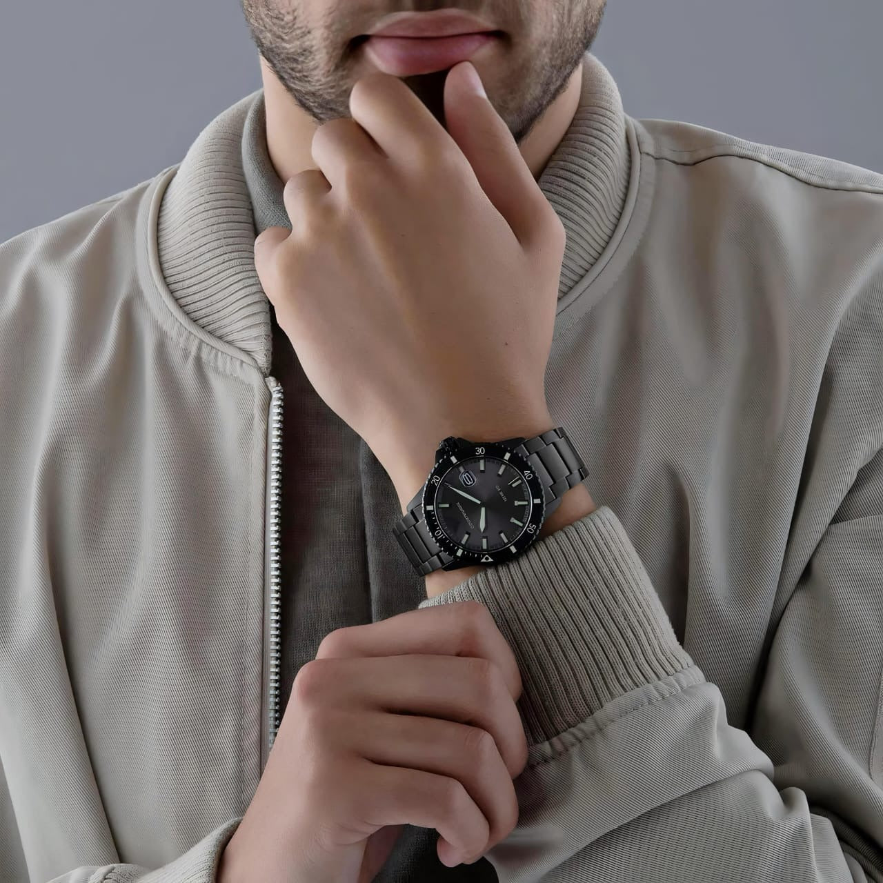 Emporio Armani World Explorer Black Dial Black Steel Strap Watch for Men - AR11398