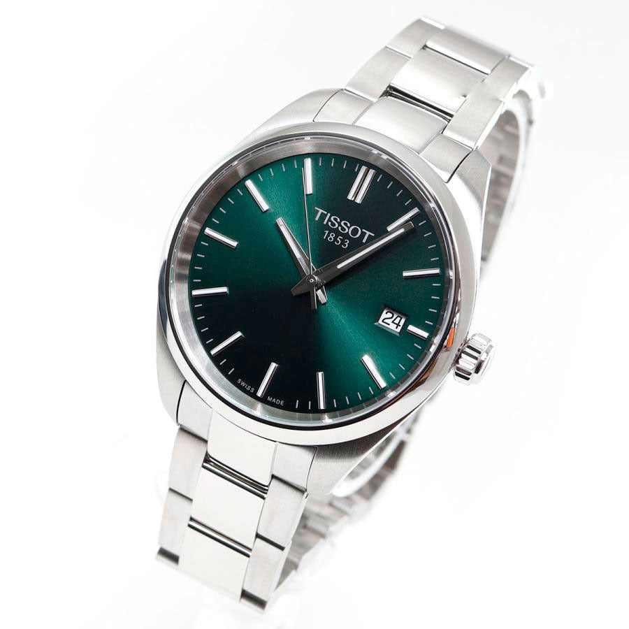 Tissot PR 100 Quartz Green Dial Silver Steel Strap Watch for Women - T150.210.11.091.00