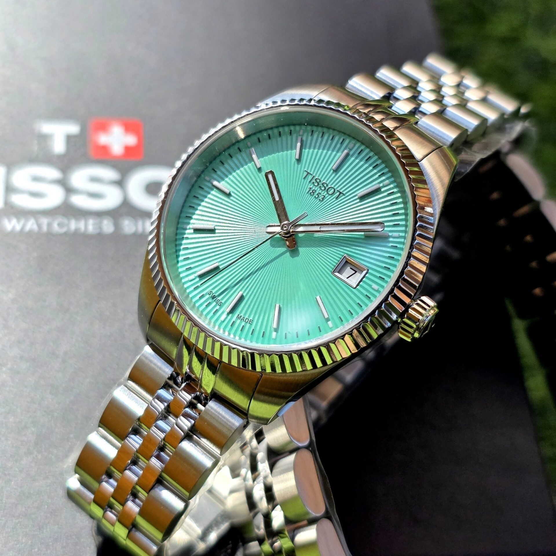 Tissot Ballade Quartz Green Dial Silver Steel Strap Watch for Women - T156.210.11.091.00