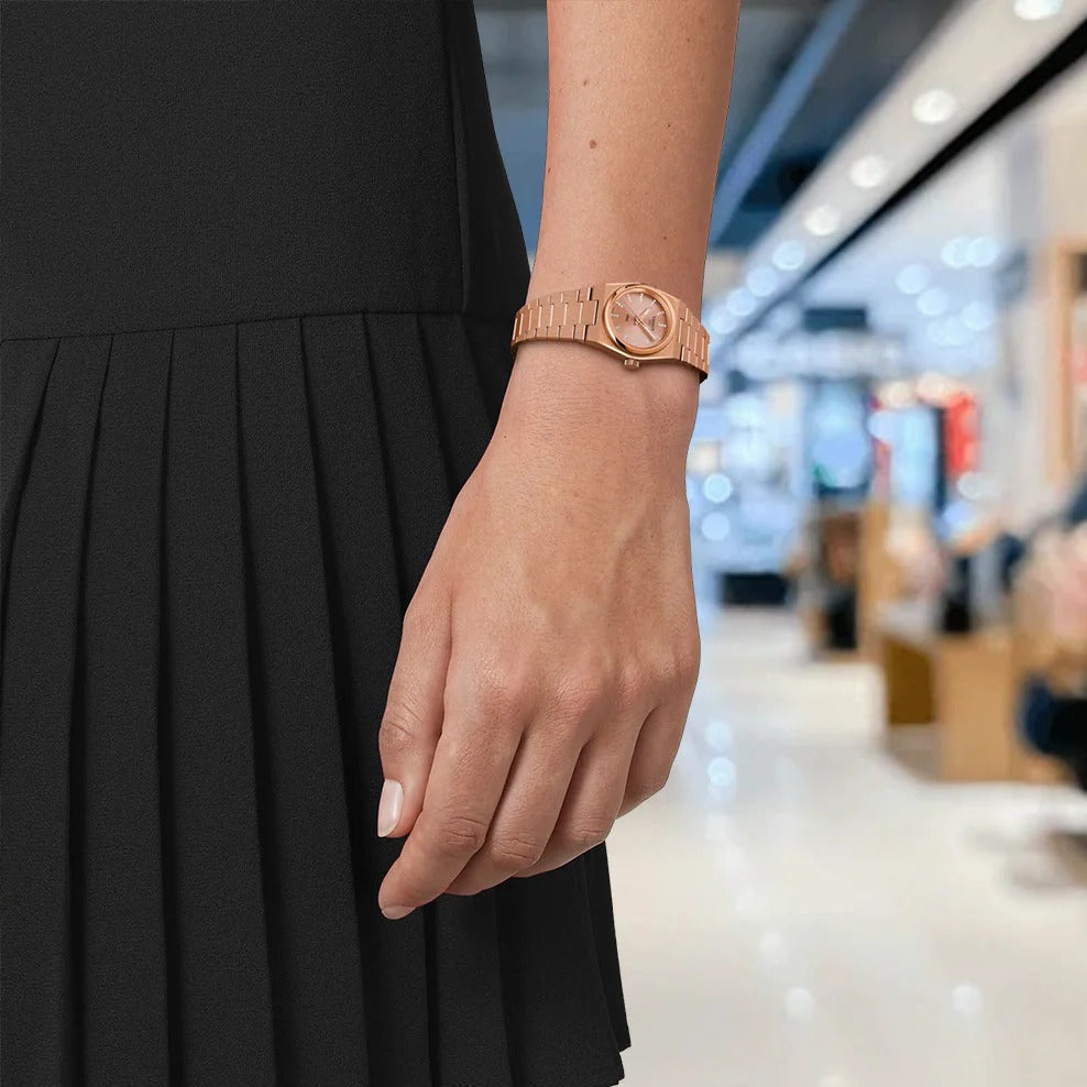 Tissot PRX Diamonds Rose Gold Dial Rose Gold Steel Strap Watch for Women - T137.010.33.506.00