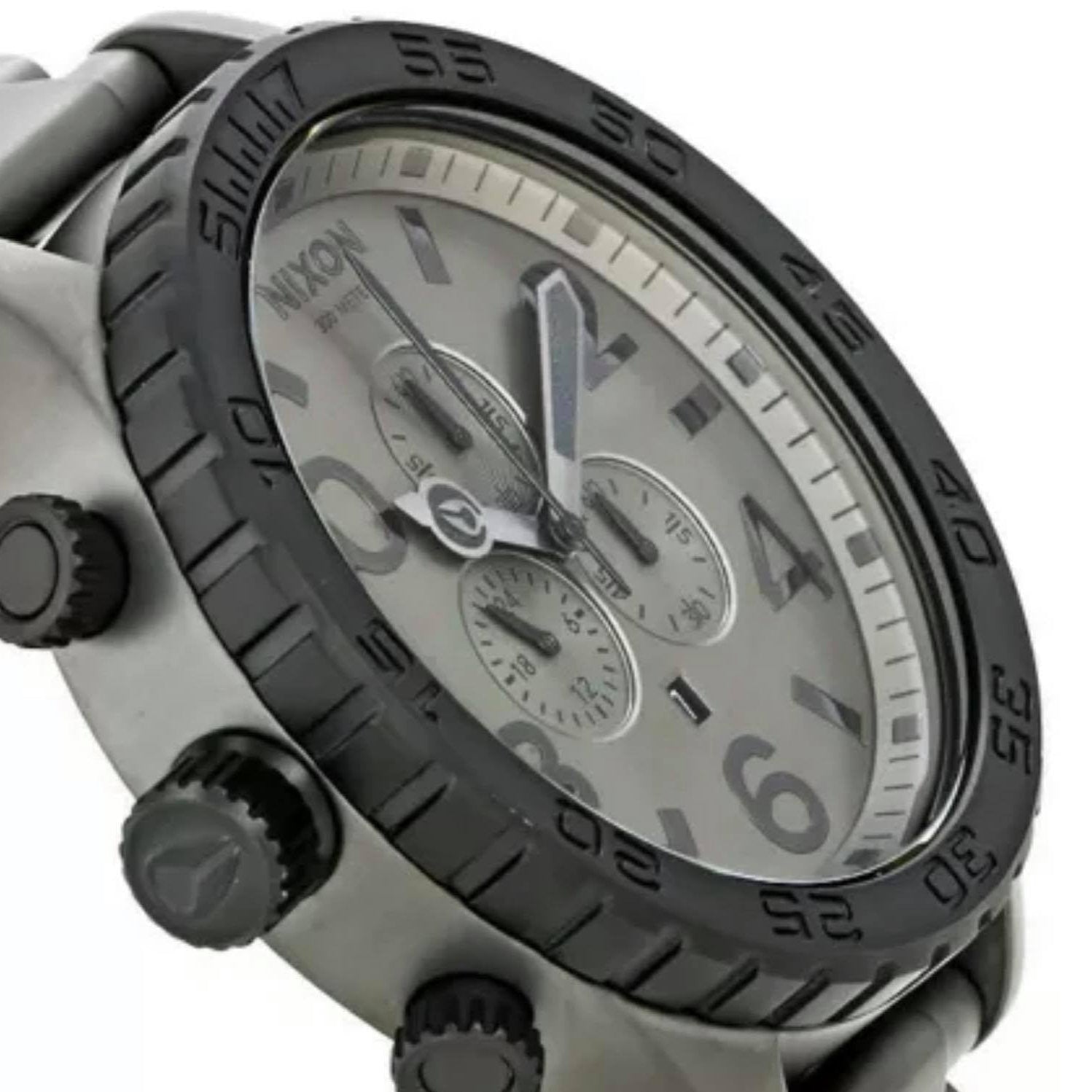 Nixon 51-30 Chronograph Grey Dial Grey Steel Strap Watch for Men - A083-1062