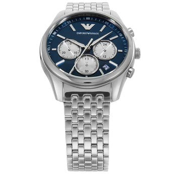 Emporio Armani Antonio Chronograph Blue Dial Silver Steel Strap Watch for Men - AR11582