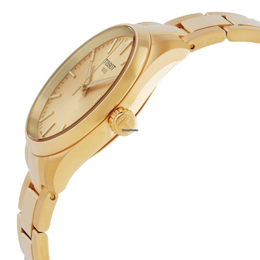 Tissot PR 100 Gold Dial Gold Steel Strap Watch for Women - T150.210.33.021.00