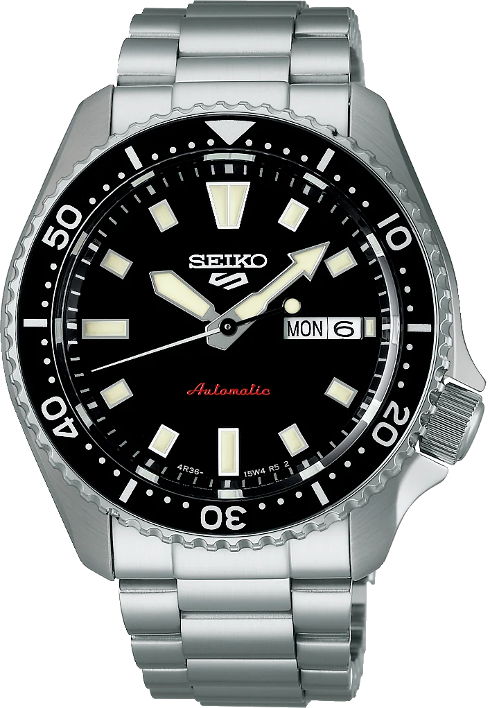 Seiko 5 Sports SKX Automatic Black Dial Silver Steel Strap Watch for Men - SRPL85K1