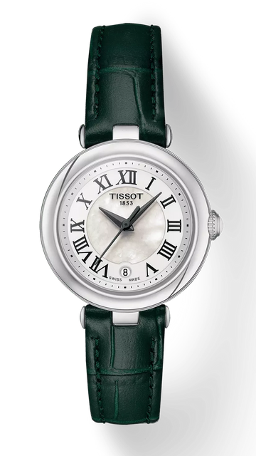 Tissot Bellissima Small Lady Mother of Pearl Dial Green Leather Strap Watch for Women - T126.010.16.113.02