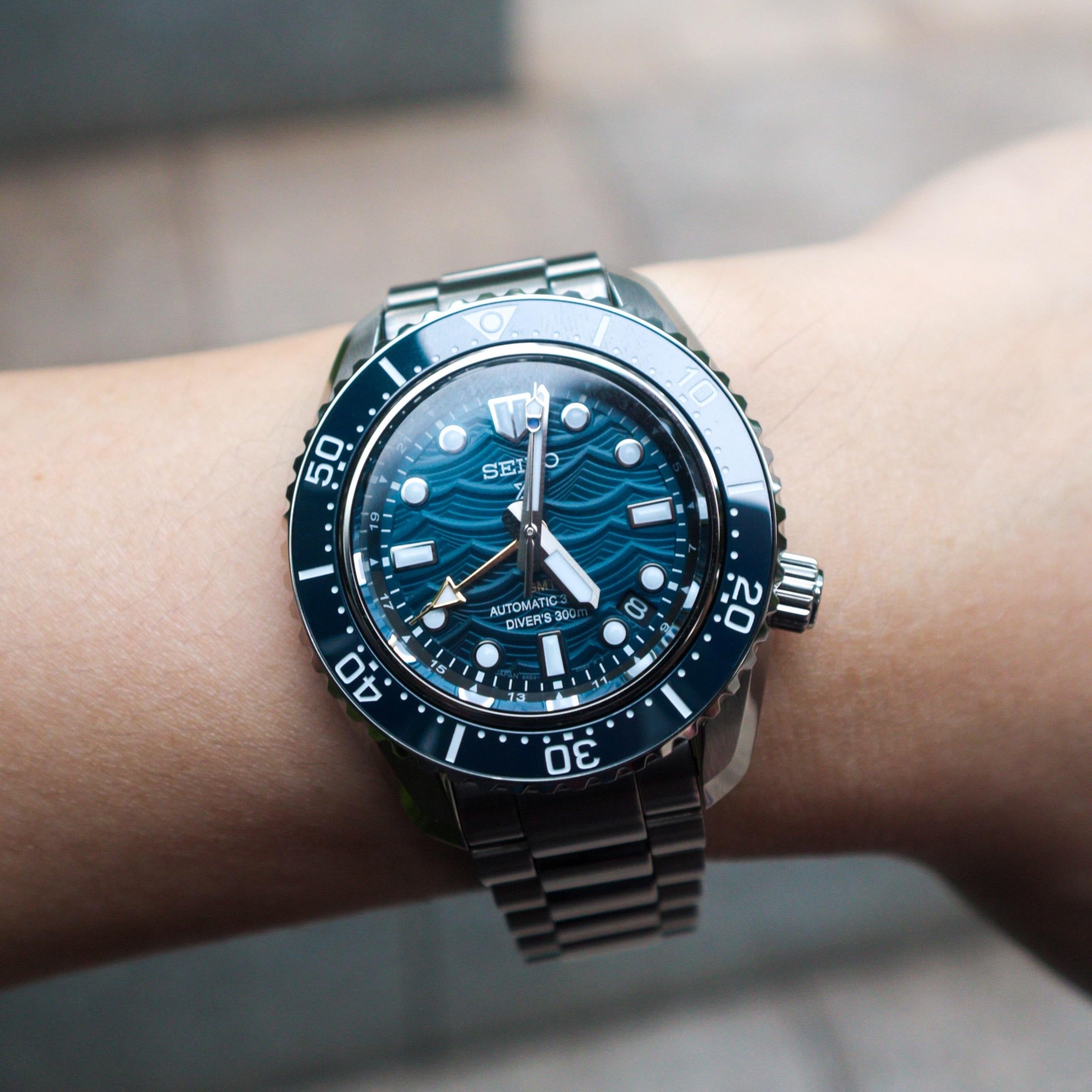 Seiko Prospex 1968 Heritage Divers GMT The Great Wave Limited Edition Blue Dial Silver Steel Strap Watch for Men - SPB509J1