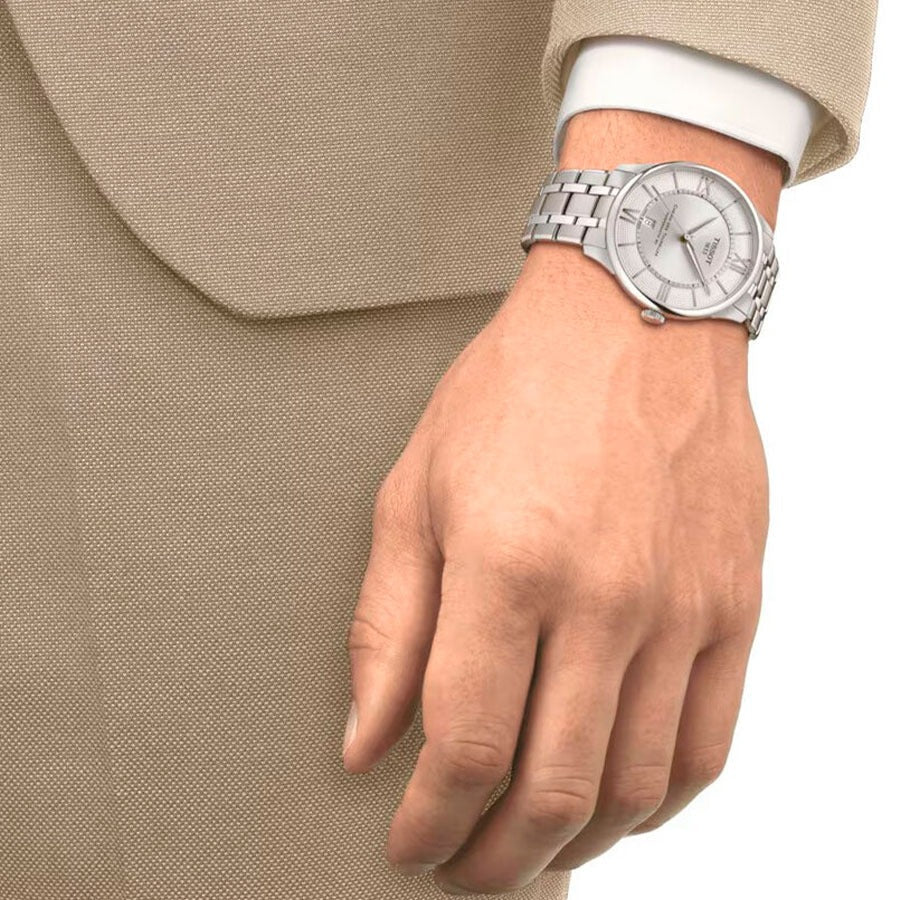 Tissot Chemin Des Tourelles Powermatic 80 Silver Dial Silver Steel Strap Watch for Men - T139.407.11.038.00