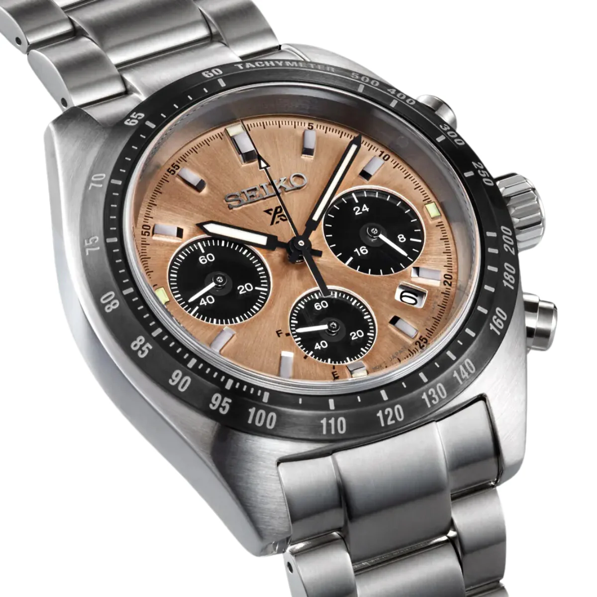 Seiko Solar Prospex Diver Speedtimer Chronograph Limited Edition Brown Dial Silver Steel Strap Watch for Men - SSC951