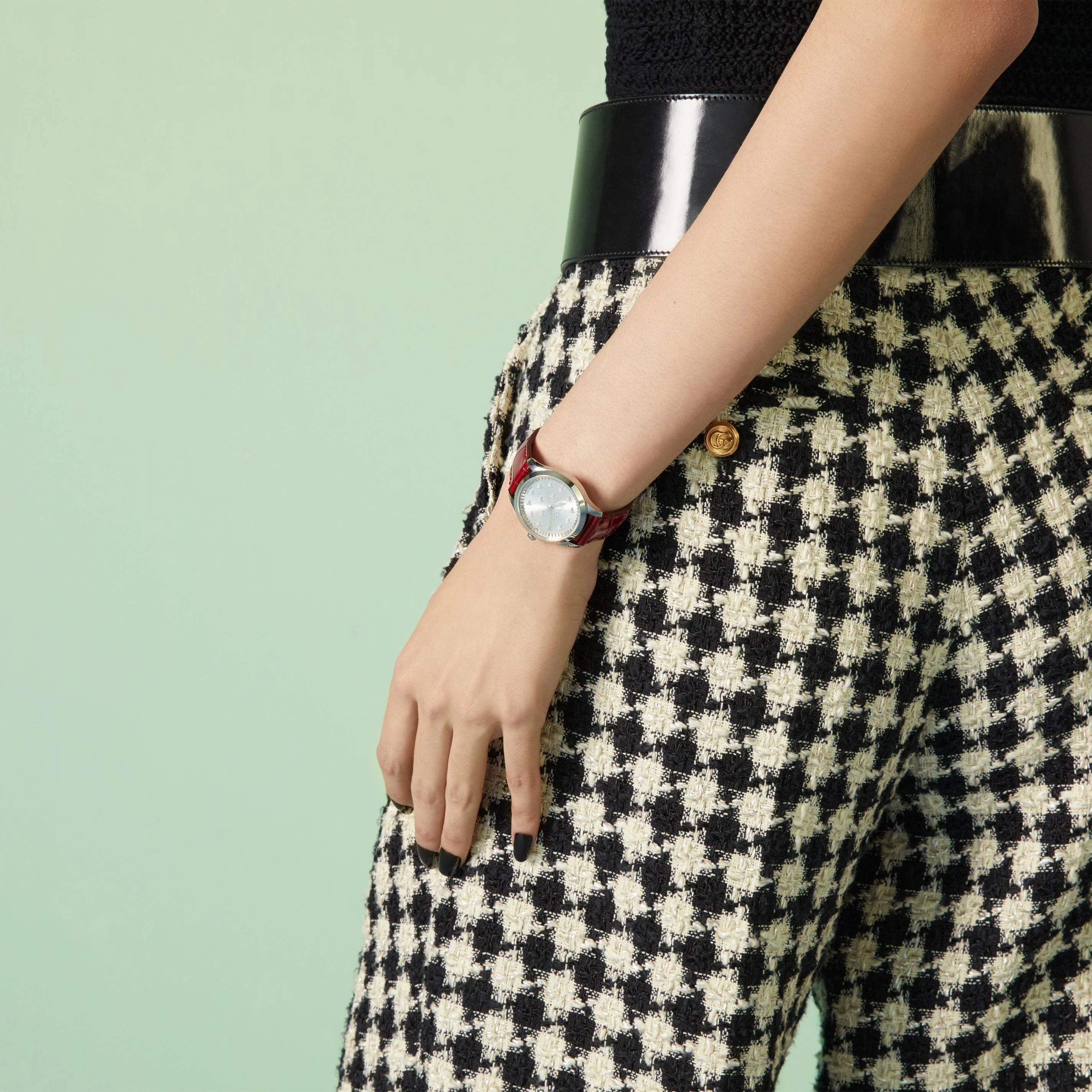 Gucci G Timeless Quartz Silver Dial Maroon Leather Strap Watch for Women - YA1265057