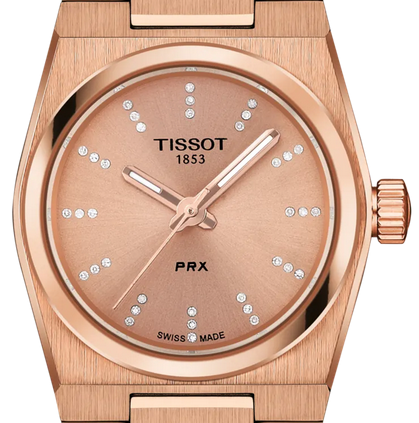 Tissot PRX Diamonds Rose Gold Dial Rose Gold Steel Strap Watch for Women - T137.010.33.506.00