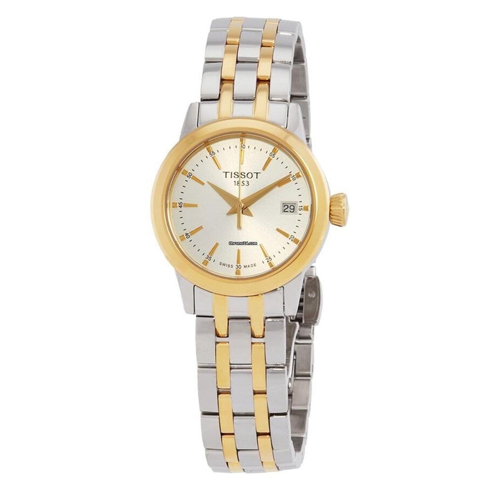 Tissot T Classic Dream Lady Silver Dial Two Tone Steel Strap Watch for Women - T129.210.22.031.00