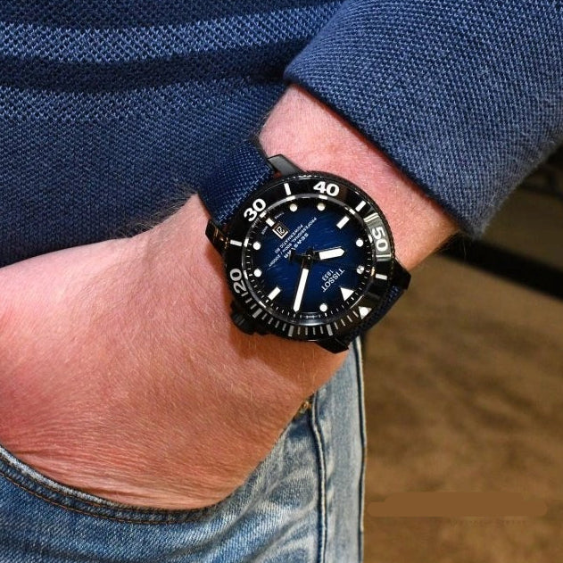 Tissot Seastar 2000 Professional Powermatic 80 Blue Dial Blue Nylon Strap Watch for Men - T120.607.37.041.00