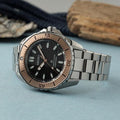 Seiko Prospex Polygonal Sea Diver Automatic Black Dial Silver Steel Strap Watch for Men - SPB485J1