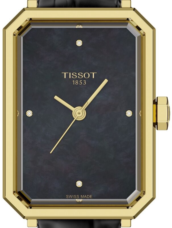 Tissot SRV Black Mother of Pearl Dial Black Leather Strap Watch for Women - T160.110.36.126.00