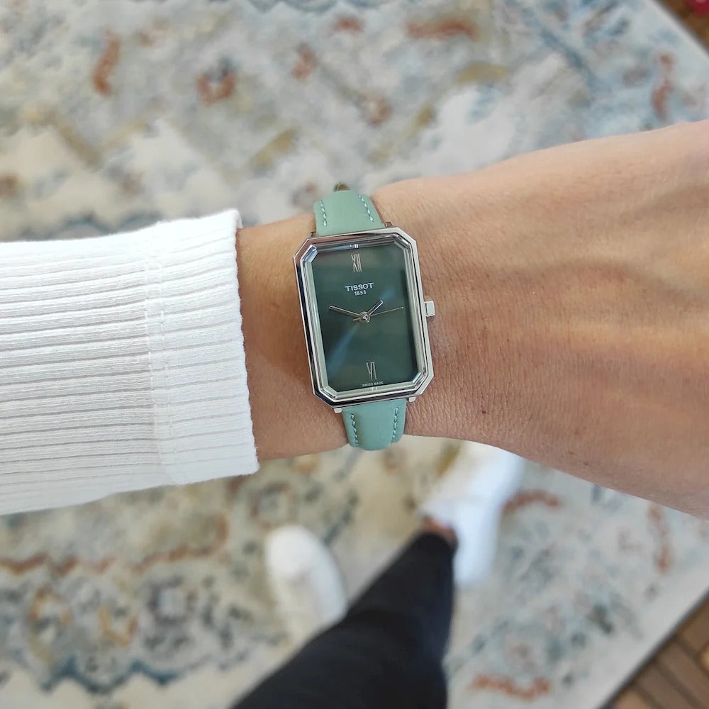 Tissot SRV Green Dial Green Leather Strap Watch for Women - T160.110.16.093.00