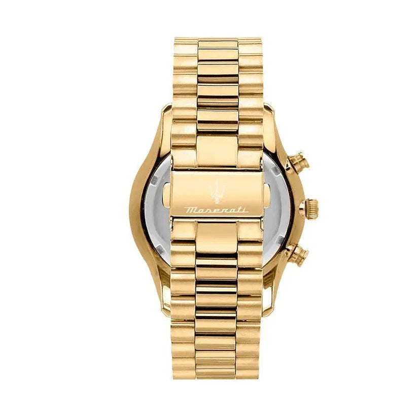 Maserati Tradizione Chronograph White Dial Gold Steel Strap Watch for Men - R8873646003