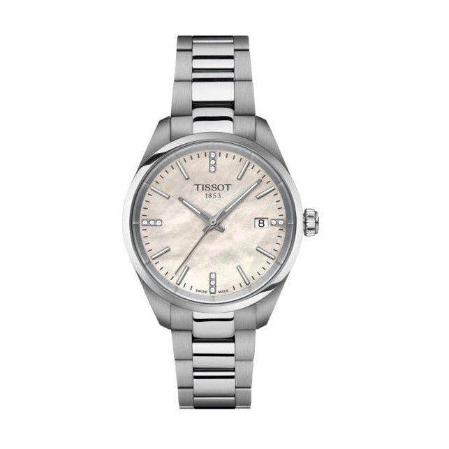 Tissot PR 100 Diamonds Mother of Pearl Dial Silver Steel Strap Watch for Women - T150.210.11.116.00