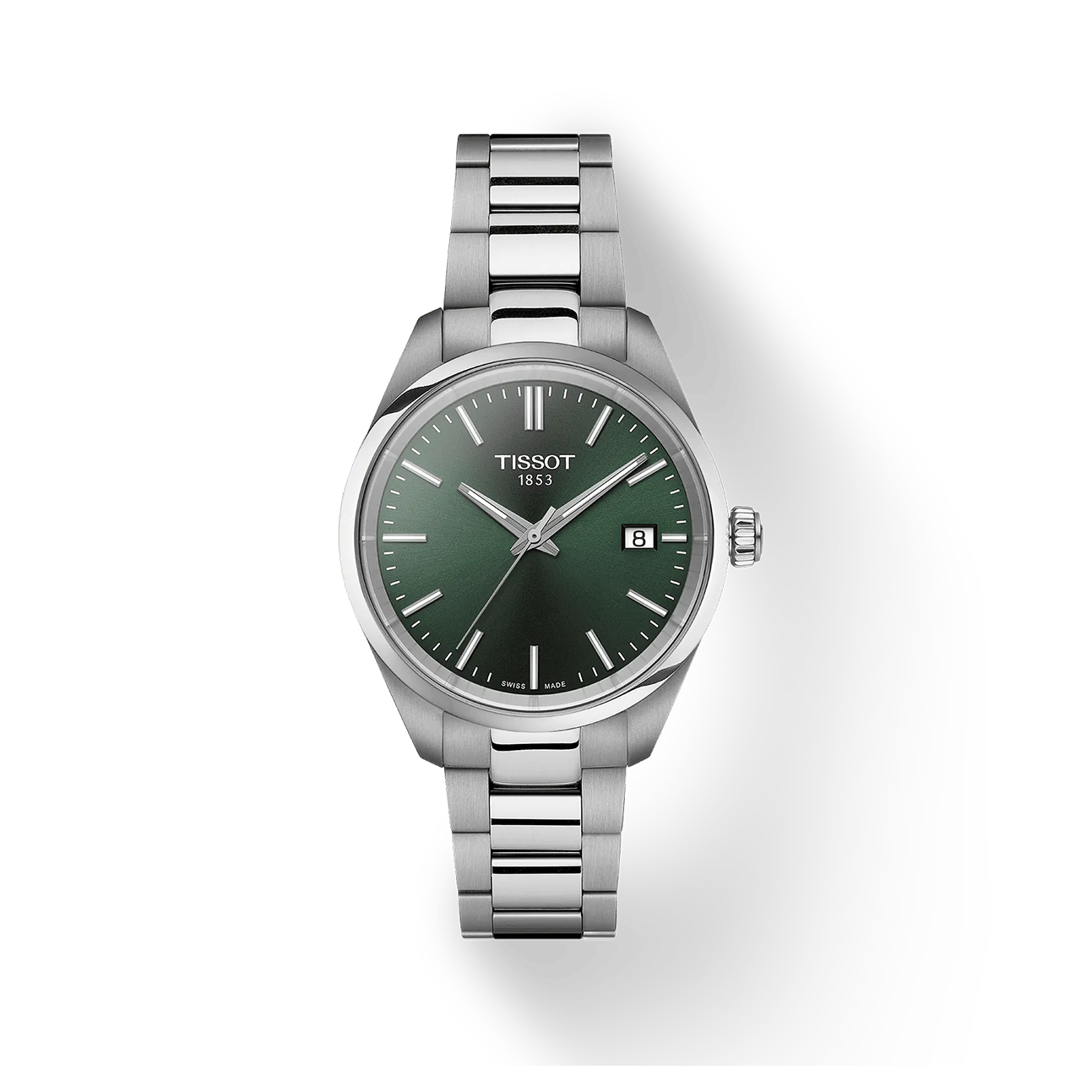Tissot PR 100 Quartz Green Dial Silver Steel Strap Watch for Women - T150.210.11.091.00