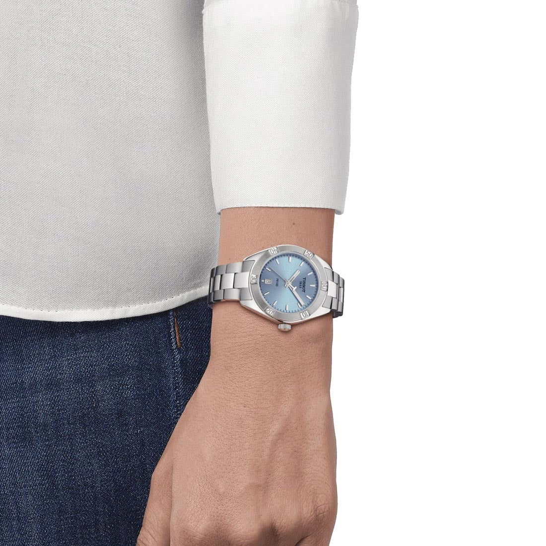 Tissot PR 100 Sport Chic Lady Blue Dial Silver Steel Strap Watch for Women - T101.910.11.351.00