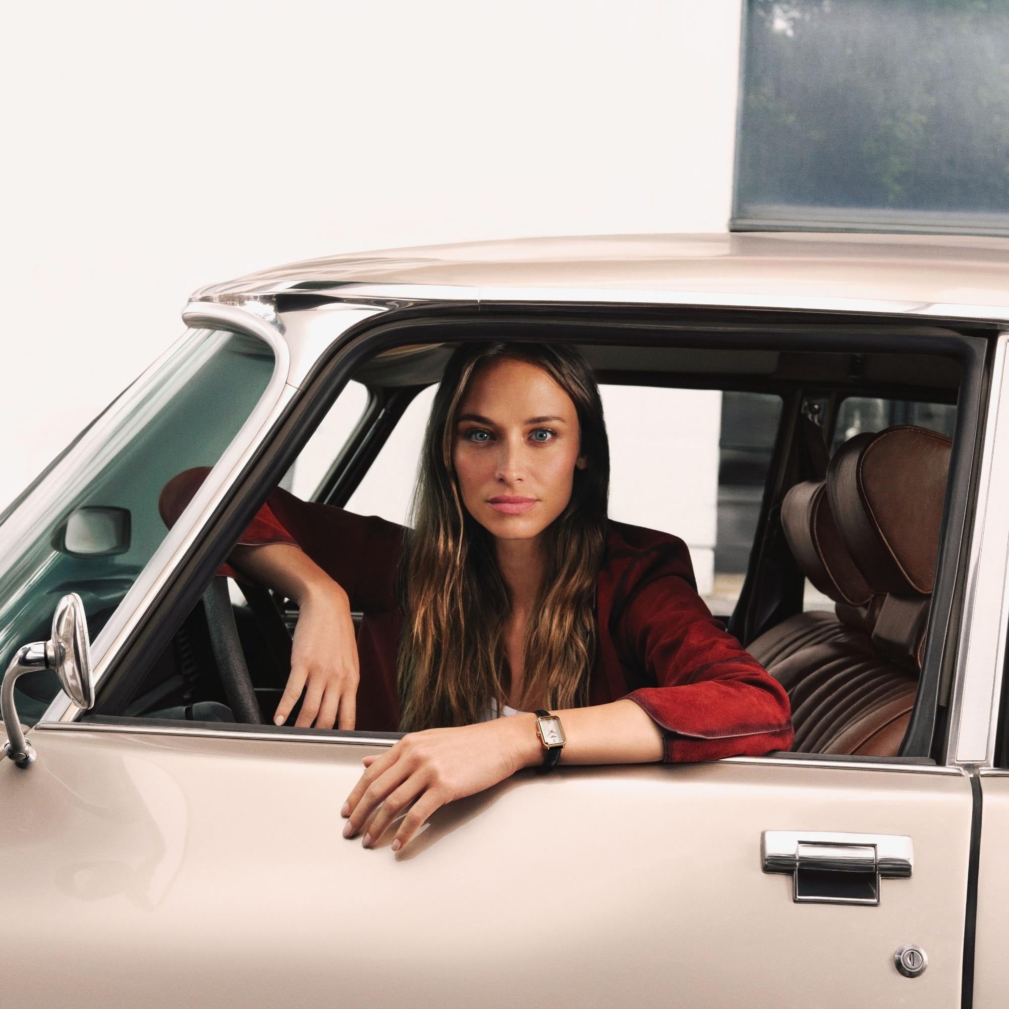 Tissot SRV White Mother of Pearl Dial Black Leather Strap Watch for Women - T160.110.36.113.00