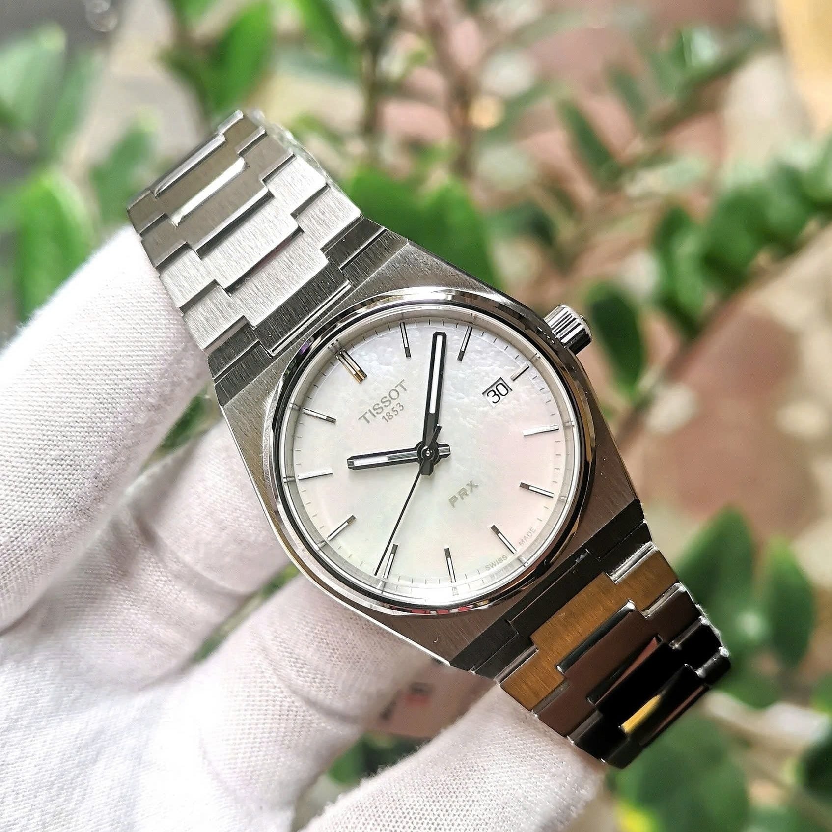 Tissot PRX Quartz Mother of Pearl Dial Silver Steel Strap Watch for Women- T137.210.11.111.00